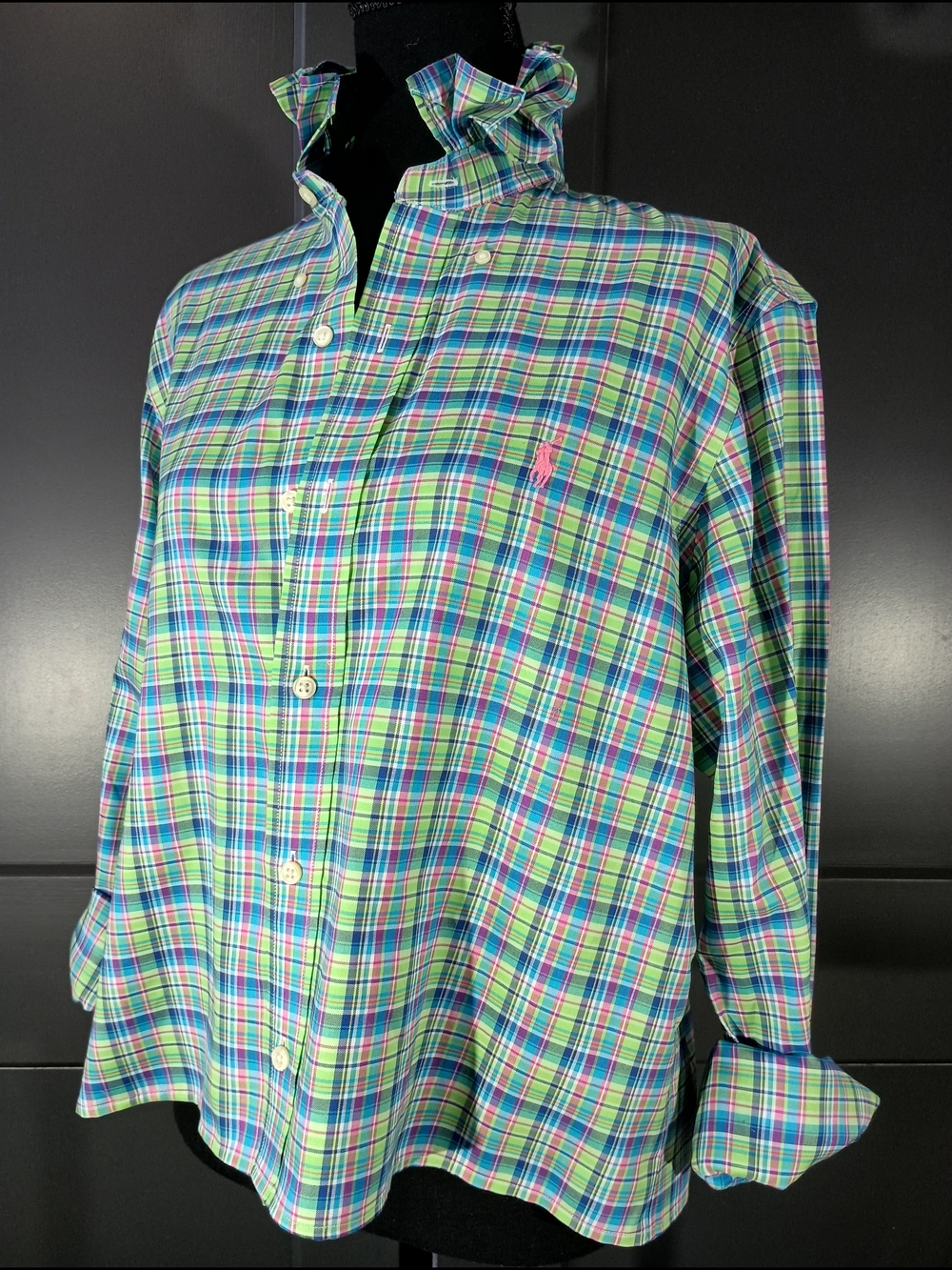 Upcycled Women's Ralph Lauren Ruffled Collar Shirt